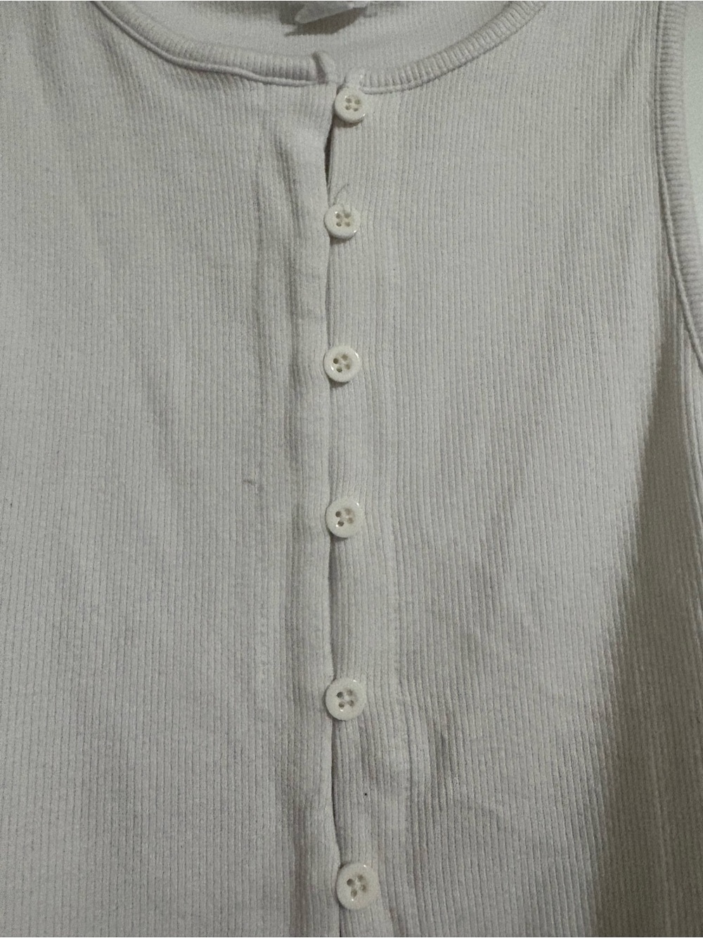 Garage White Ribbed Button-Front Tank Top - Picture 4 of 4